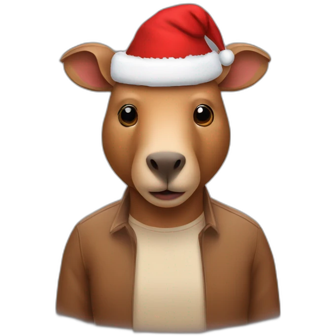 man with a capibara with a Christmas hat emoji