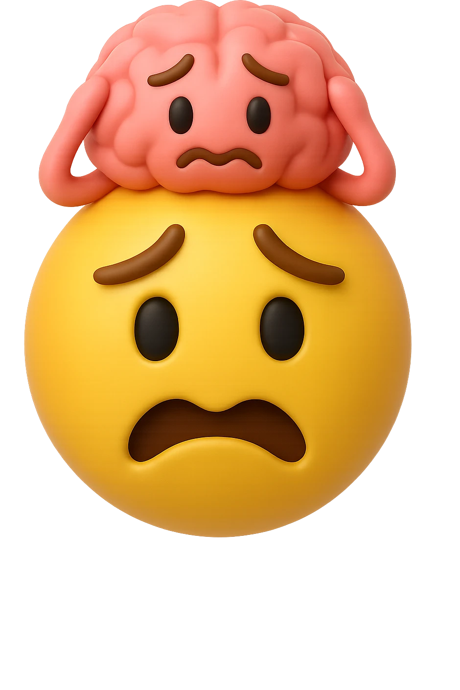 emoji 3d stile iphone di ansia/cervello con ansia emoji
