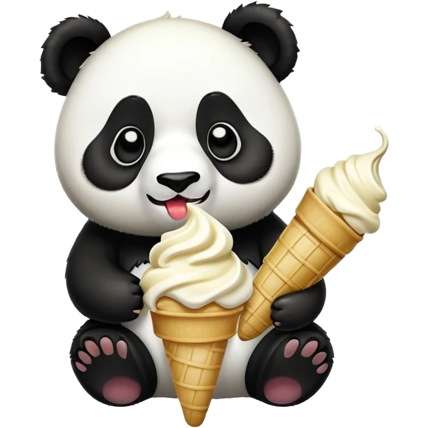Panda eating ice cream emoji