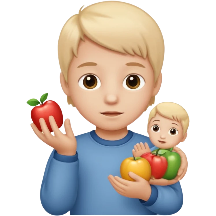 A Lil kid holding 6 7 on emoji