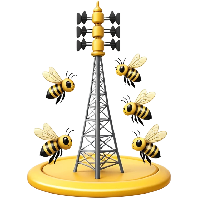 Bees flying around and cell tower in background  emoji