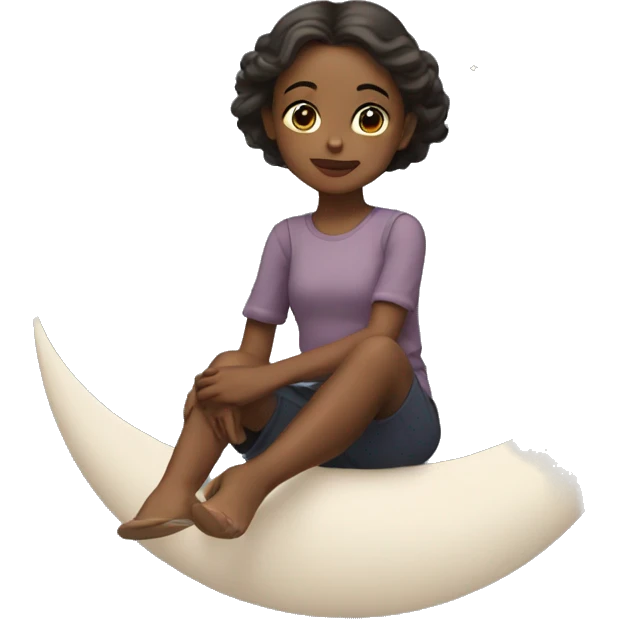 Girl sitting on the young moon emoji