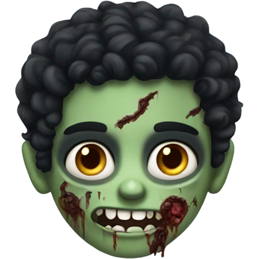 Zombie boy with black curly hair emoji