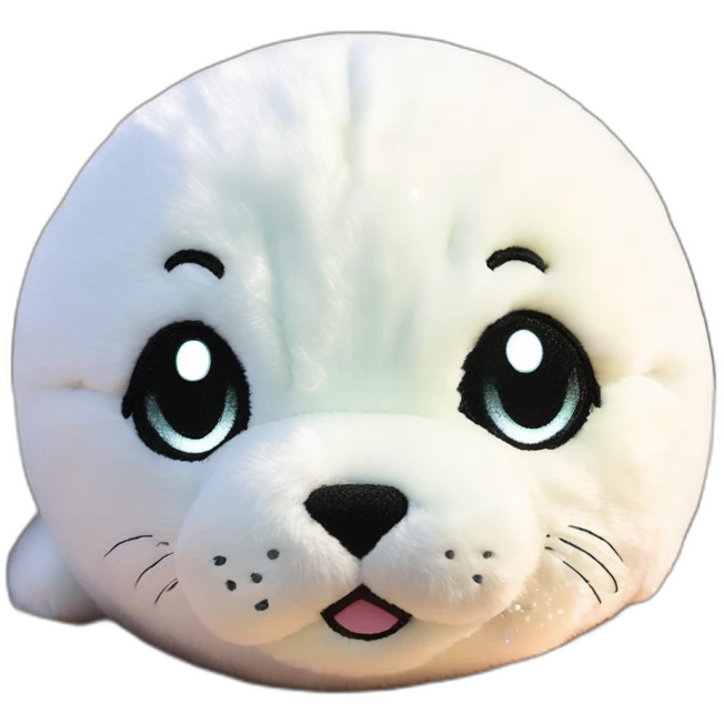 baby seal plushie with sparkling eyes, cute! emoji