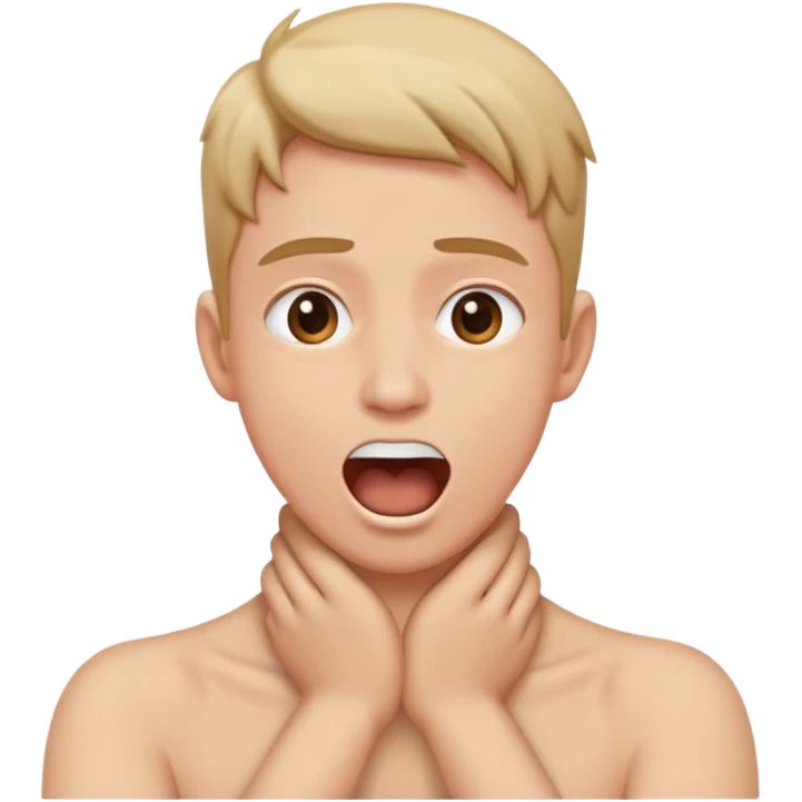 Human with hands crossing neck and open mouth emoji