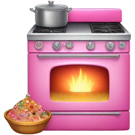 Pink ombre stove with food and glitter  emoji