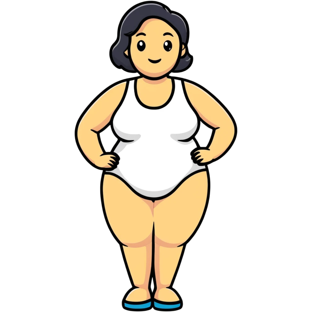 playful and friendly cartoon sticker of a confident, curvy woman emoji