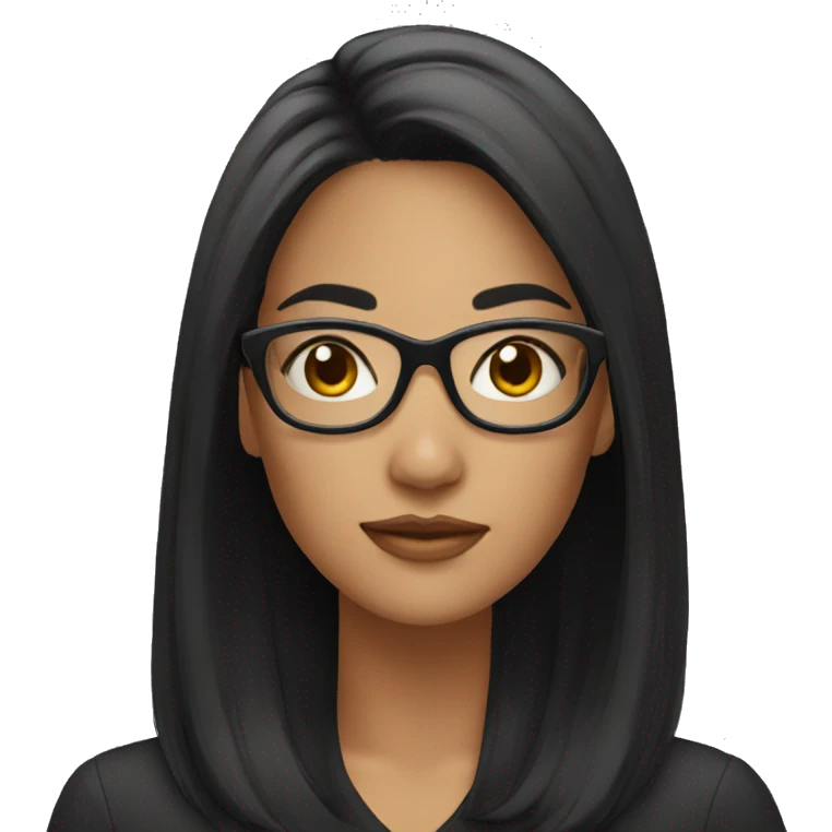 a woman wearing glasses, black hair emoji