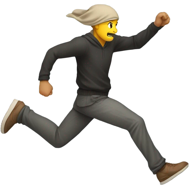 Man chasing a ninja emoji