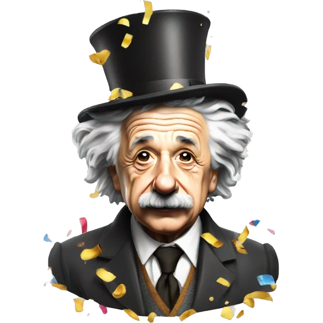 albert einstein with party hat confetti emoji