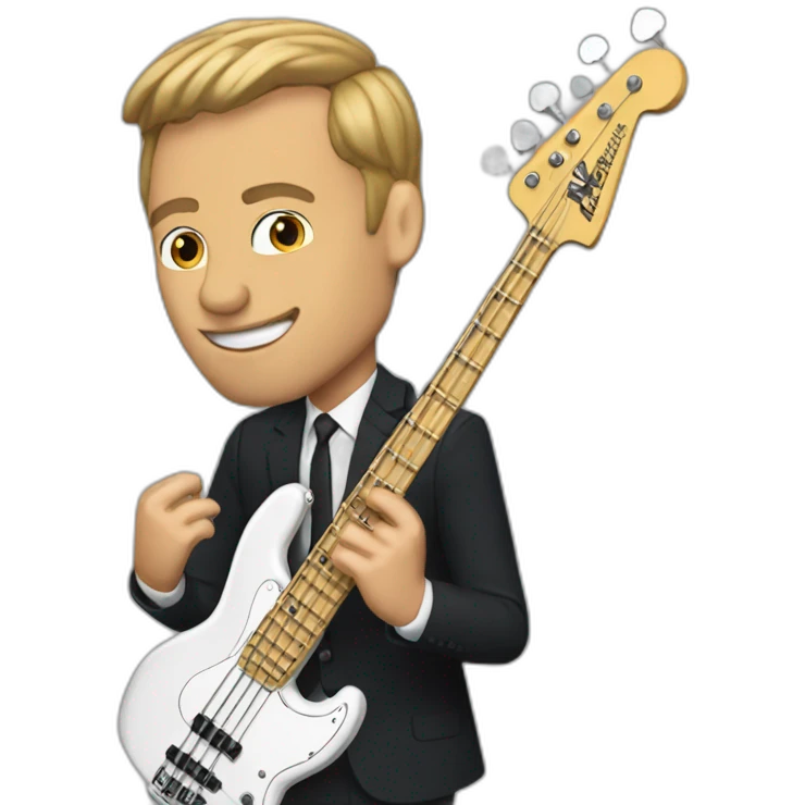 Macron playing Fender Jazz bass emoji