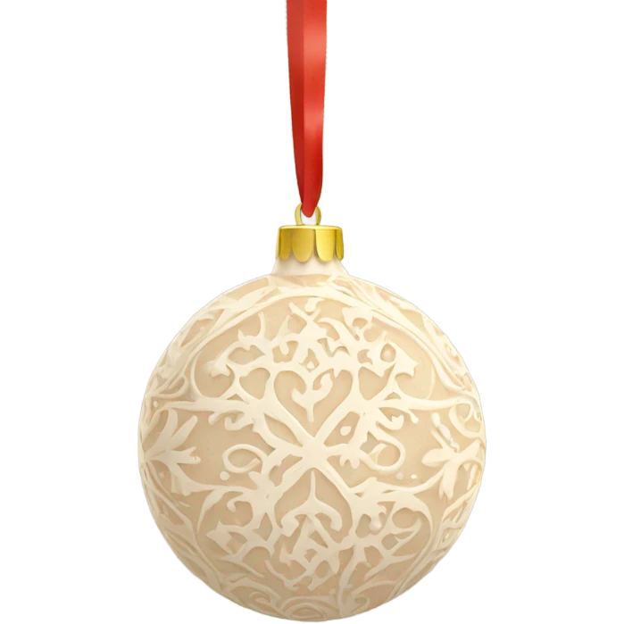 A cream-colored Christmas ornament with intricate patterns  emoji