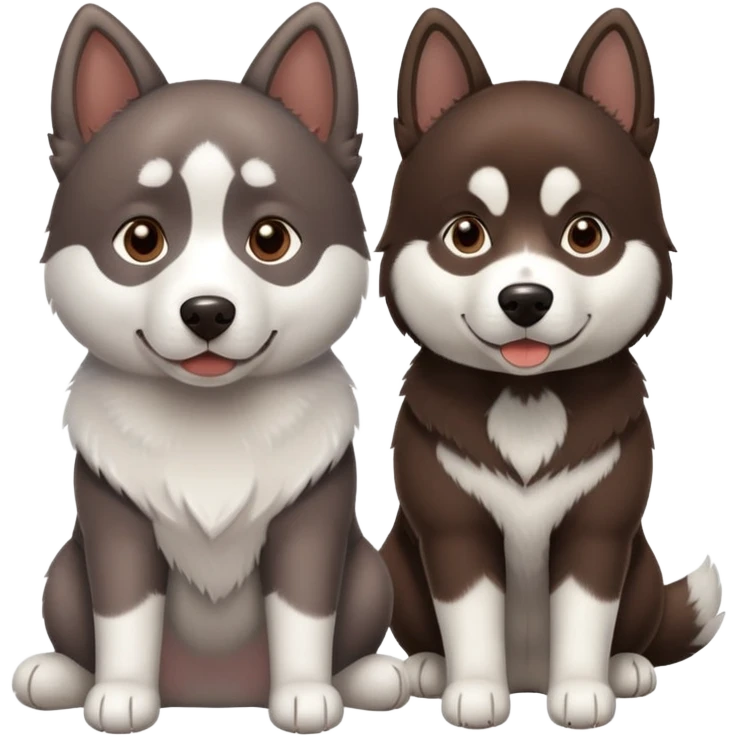 Chocolate lab sitting beside husky emoji