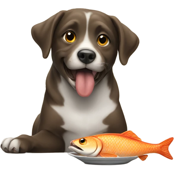 Dog eating fish emoji