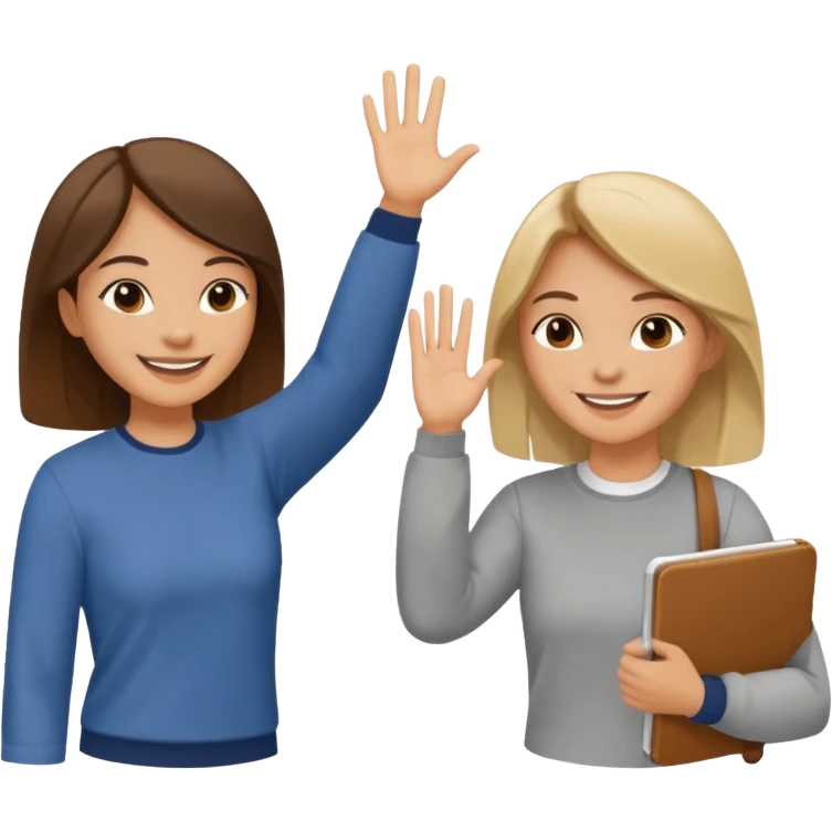 two friends high-fiving, making plans together emoji