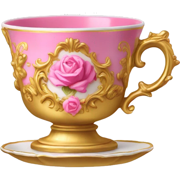 Gold and pink rococo tea cup emoji
