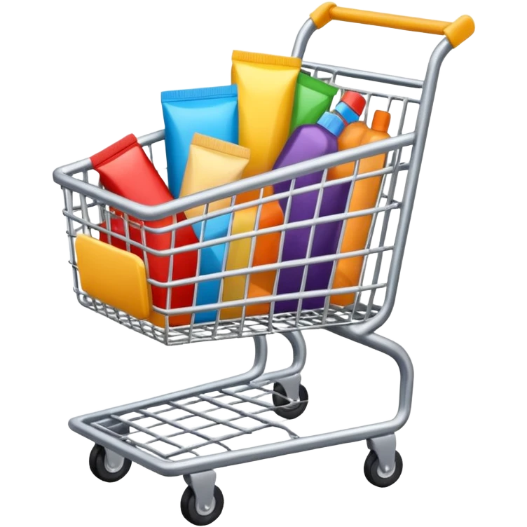 shopping cart overflowing with products emoji