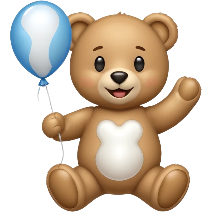 Emoji teddy set down with a baloon white emoji