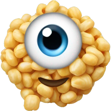 single popped kernel with wateryeye emoji