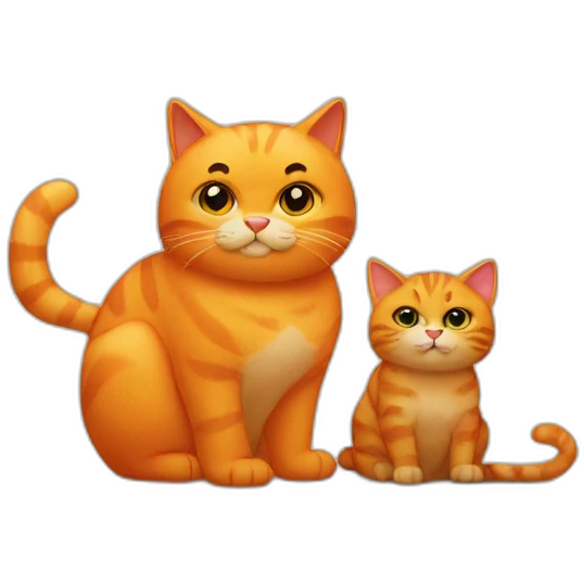 big fat orange cat and small black kitten emoji