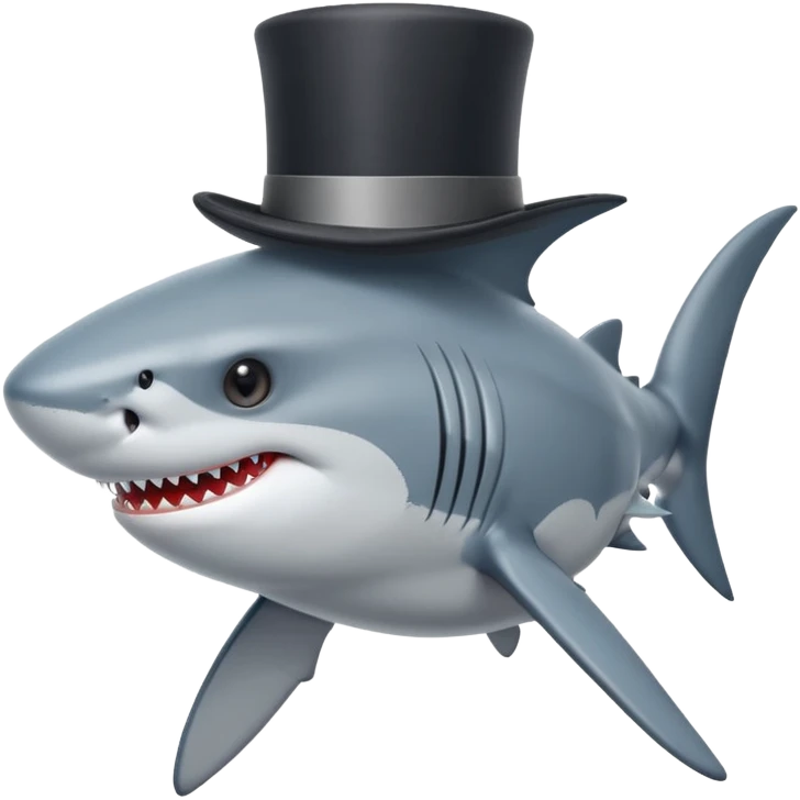 Shark with a top hat emoji