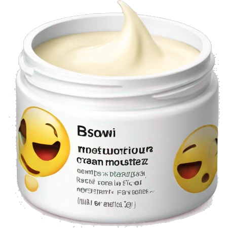 body moisturizer cream pot with label emoji