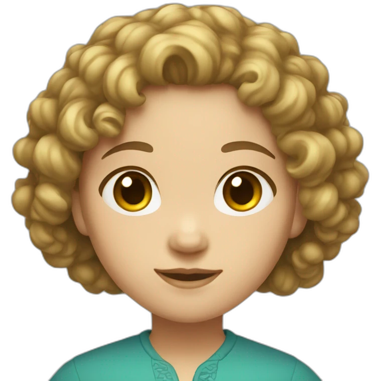 Chinese Caucasian girl with curly hair emoji