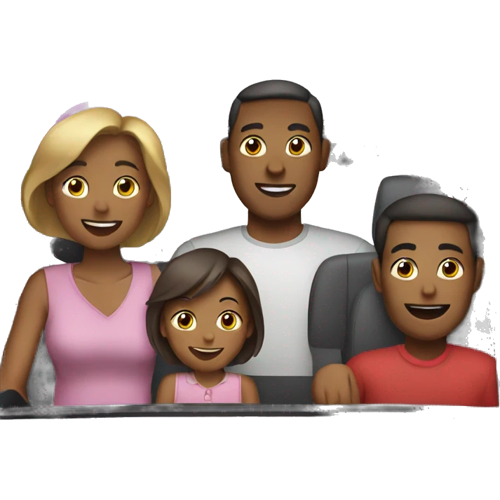 Family in a car for holiday emoji