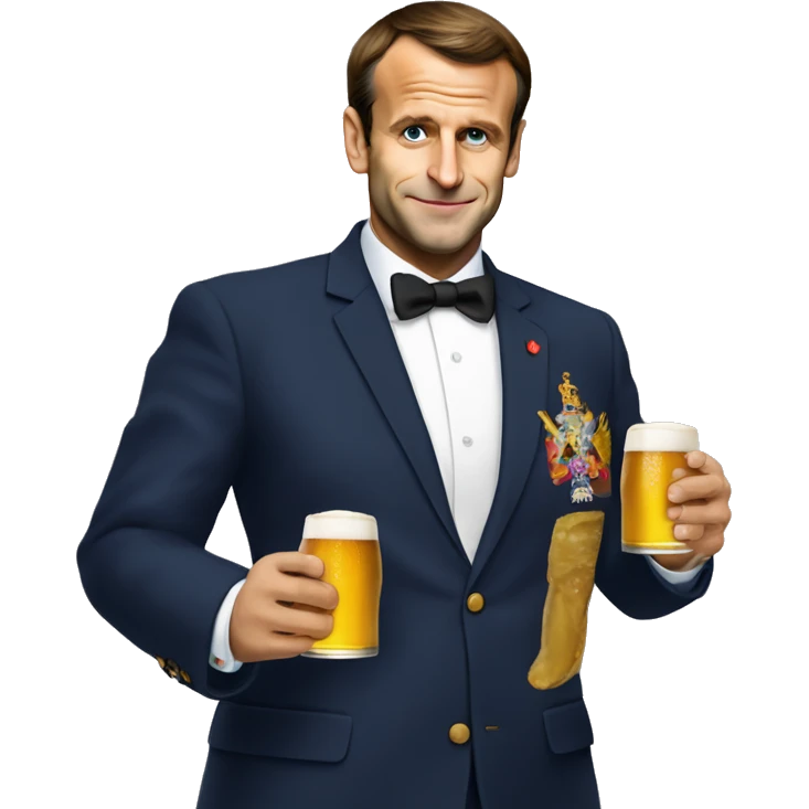 Emanuel Macron qui boit une bière  emoji