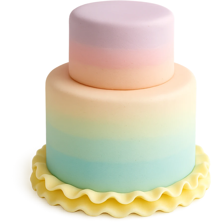tiered fondant cake with pastel ombre emoji