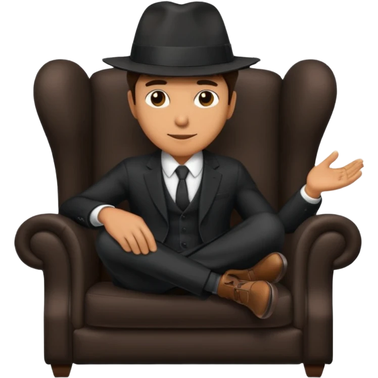 mafia in hat, armchair, black emoji
