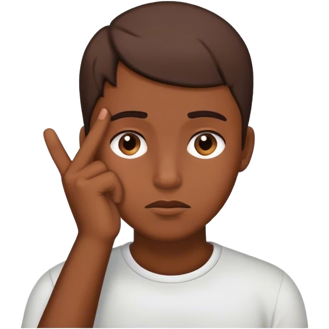 Person thinking putting he’s finger to his head emoji