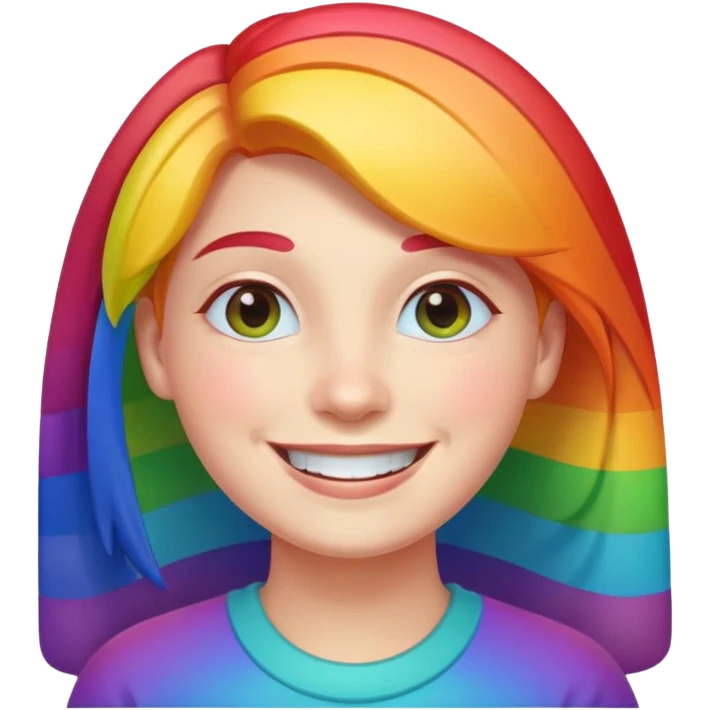 pride character, smiling, rainbow colors, inclusive and joyful vibe, modern Apple emoji style, clean vector look, soft gradients emoji