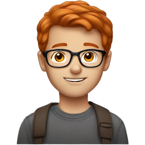 A redhead boy with brown glasses emoji