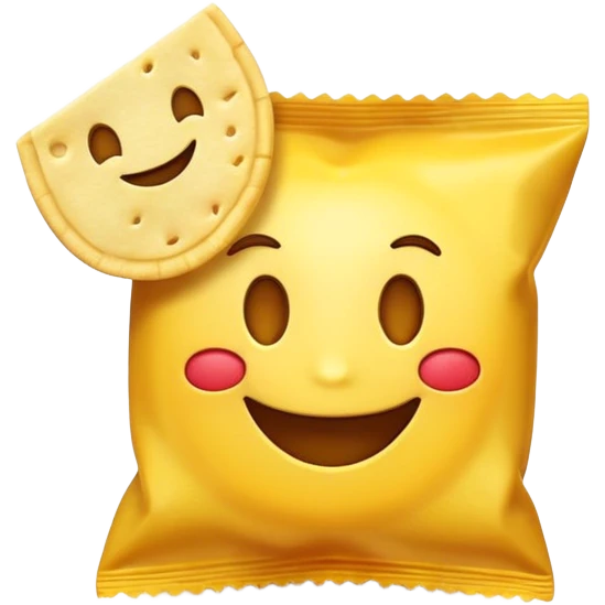 Smiling yellow react emoji eating chip emoji