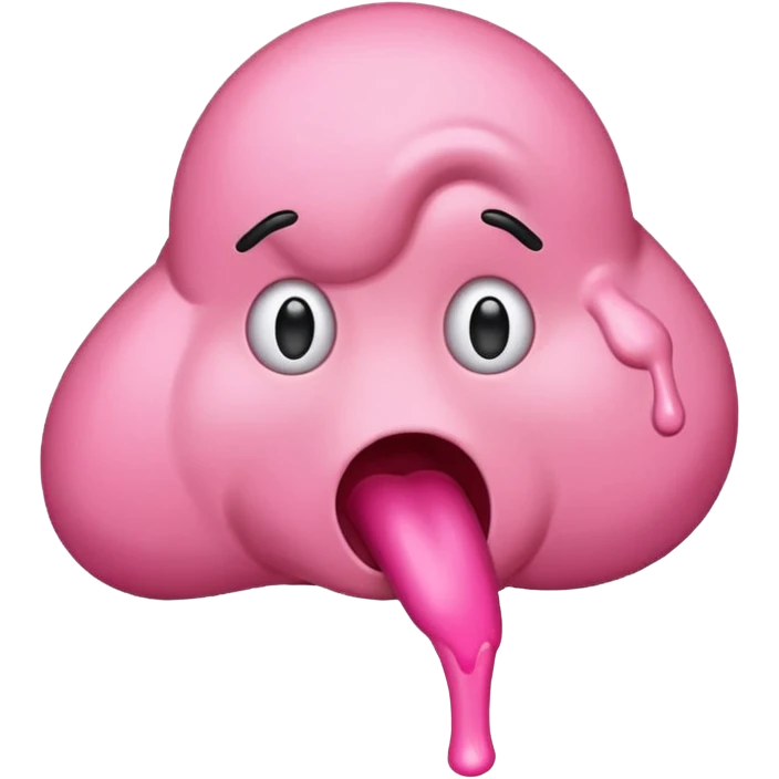 A vomiting emoji with pink vomit emoji