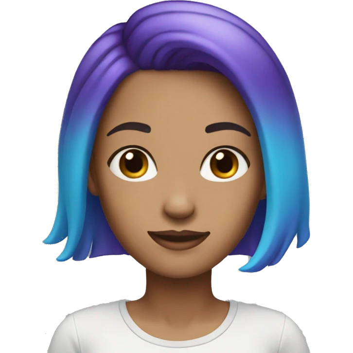 White Woman with blue and purple ombre hair emoji