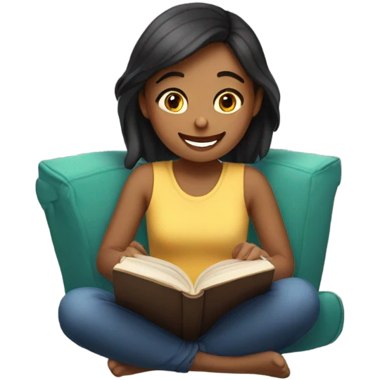 girl happily reading a book emoji