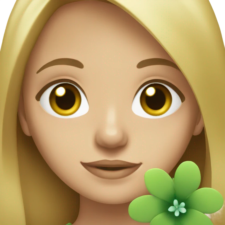 Green Eyed model with Flower emoji