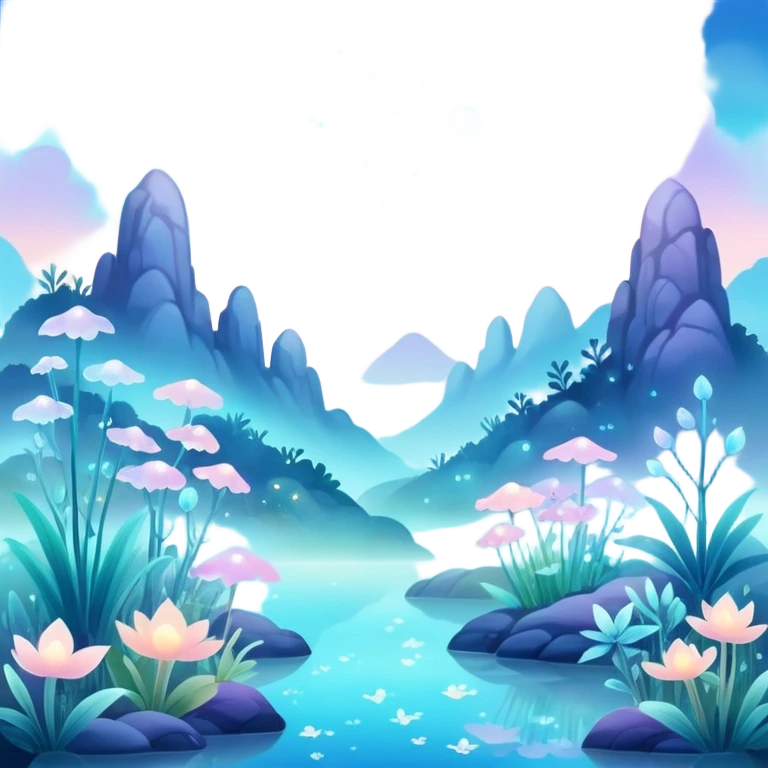 Ethereal dreamscape with pastel colors, bioluminescent nature, misty lighting, soft bokeh — whimsical and magical. emoji