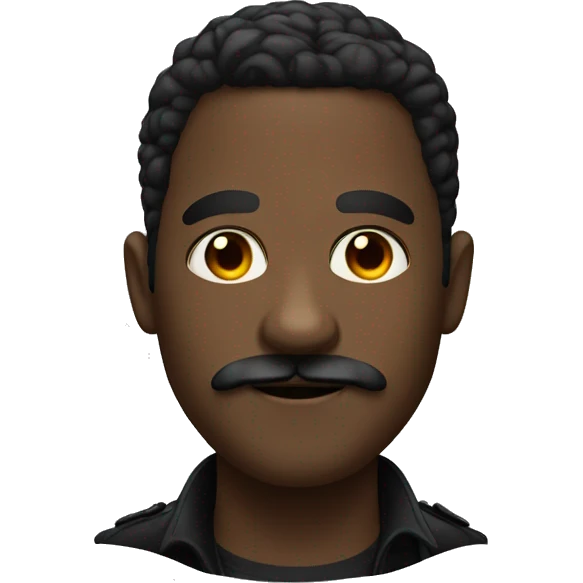 black man with a mustache and nose ring dressed in black as a detective emoji