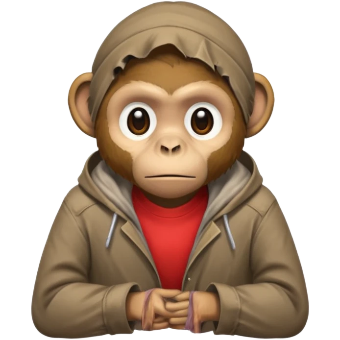 homeless monkey with torn dirty clothes emoji