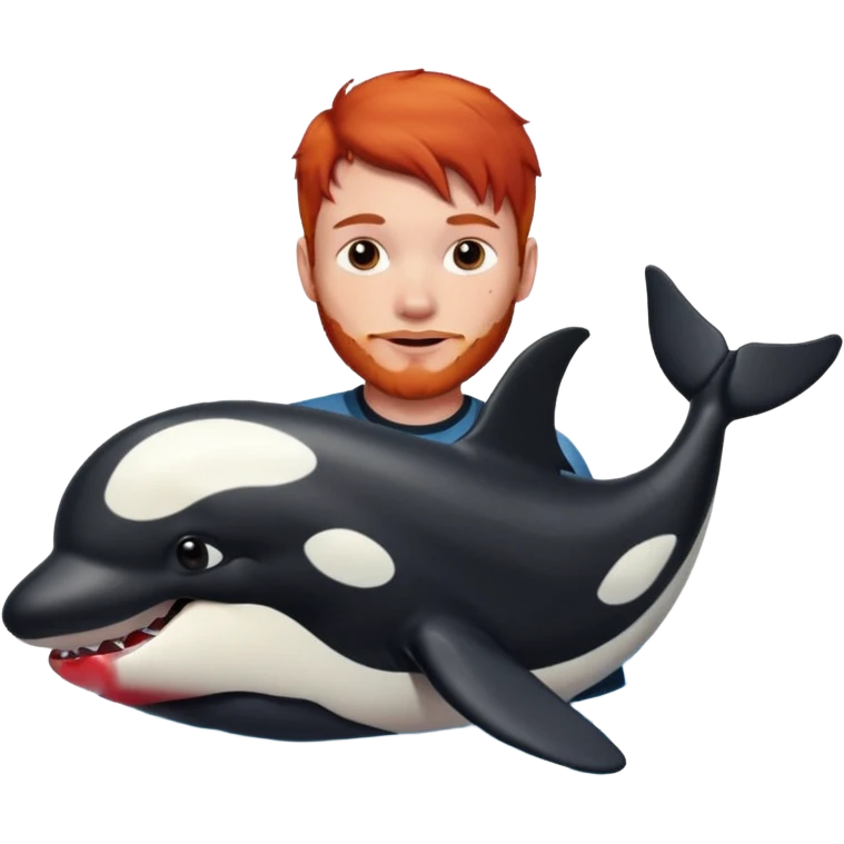 Red head male holding an orca emoji