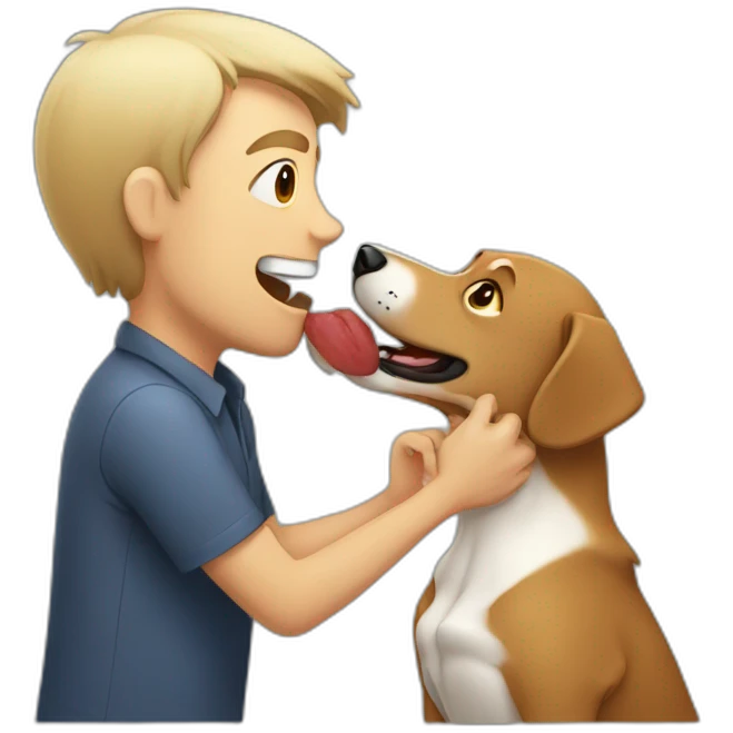 Dog biting man emoji