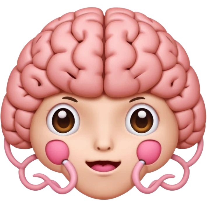 brain with cute face emoji