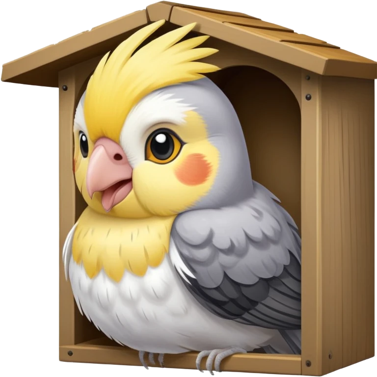 Cockatiel in a nestbox emoji
