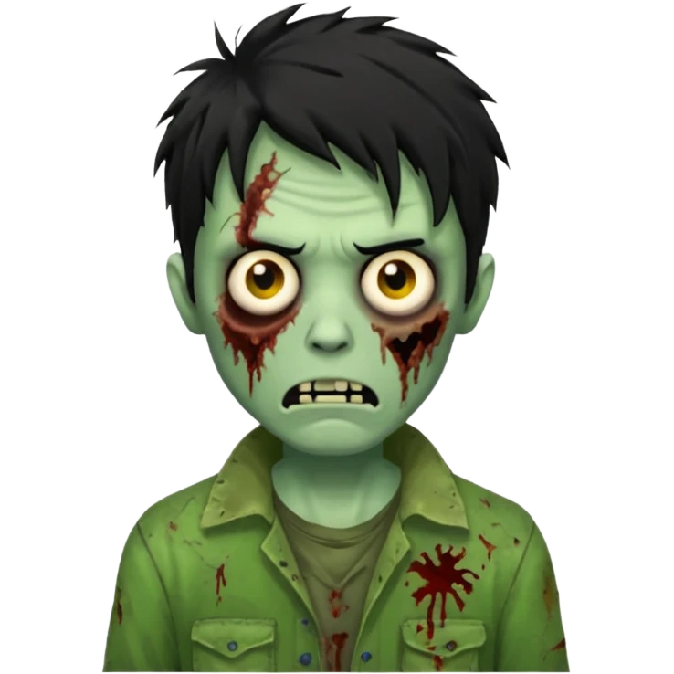 crie um emoji de zumbi homen de cabelo preto grande bagunçado assim🧟 emoji