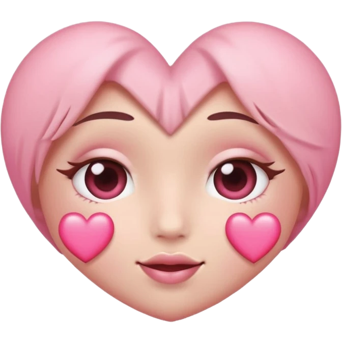 heart eyes emoji with pink hearts, blushing cheeks emoji