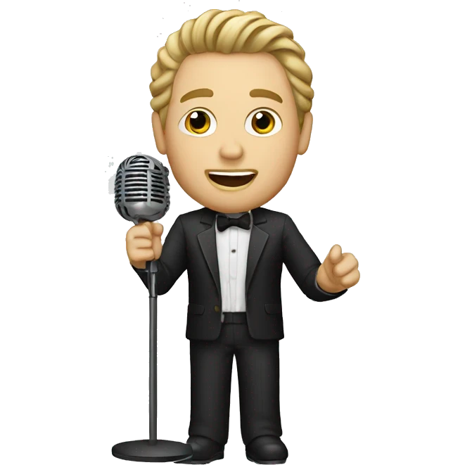 white man singer with microphone emoji