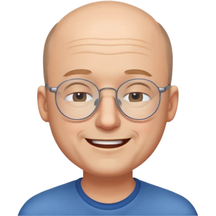 Balding man eyeglasses with eyes closed smiling emoji